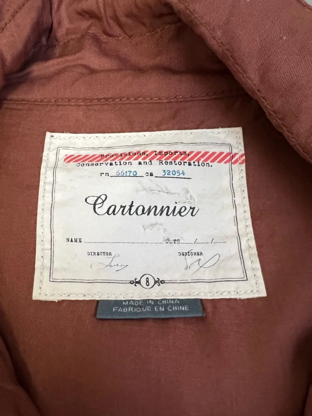 Cartonnier Anthropologie Safari Anorak Jacket Size 8 Rust Brown Tencel Utility - Picture 9 of 11